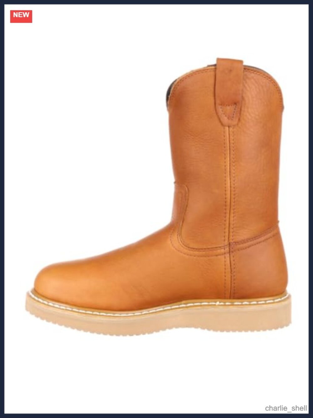 Full Grain Leather Wedge Work Boot Oil Resistant Slip Resistant Pull-On